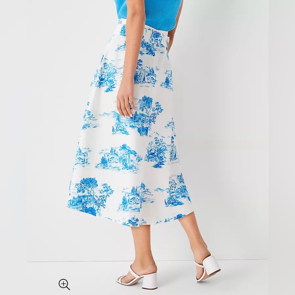 Ann Taylor Floral Toile Pleated Tie Waist Midi Skirt NWT! - Picture 5 of 14